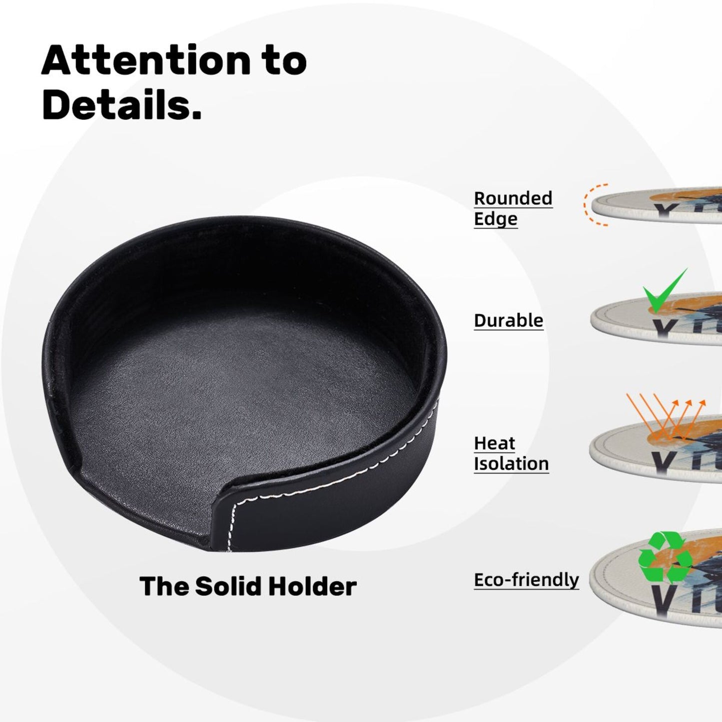 English Title: Retro Soldier Illustration Round Coaster Set with Leather Holder