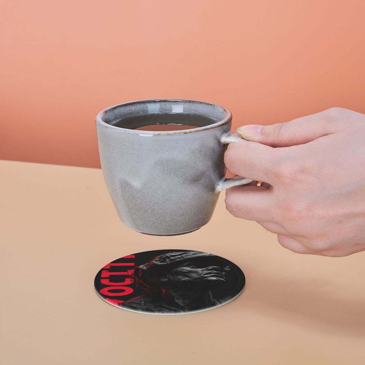 Black & White Artistic Soldier-Themed Coaster Set — Sculpture-Inspired Design