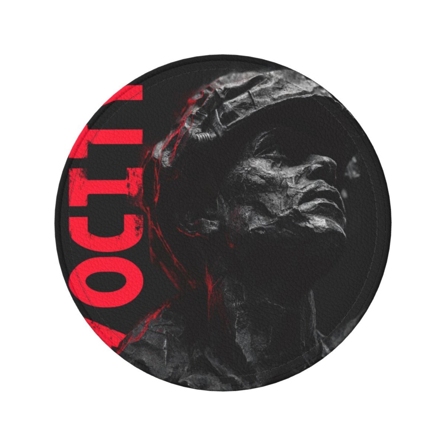 Black & White Artistic Soldier-Themed Coaster Set — Sculpture-Inspired Design