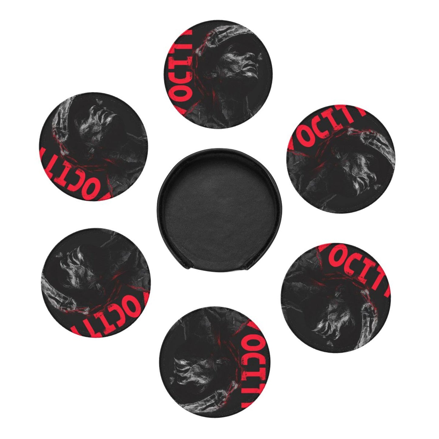 Black & White Artistic Soldier-Themed Coaster Set — Sculpture-Inspired Design