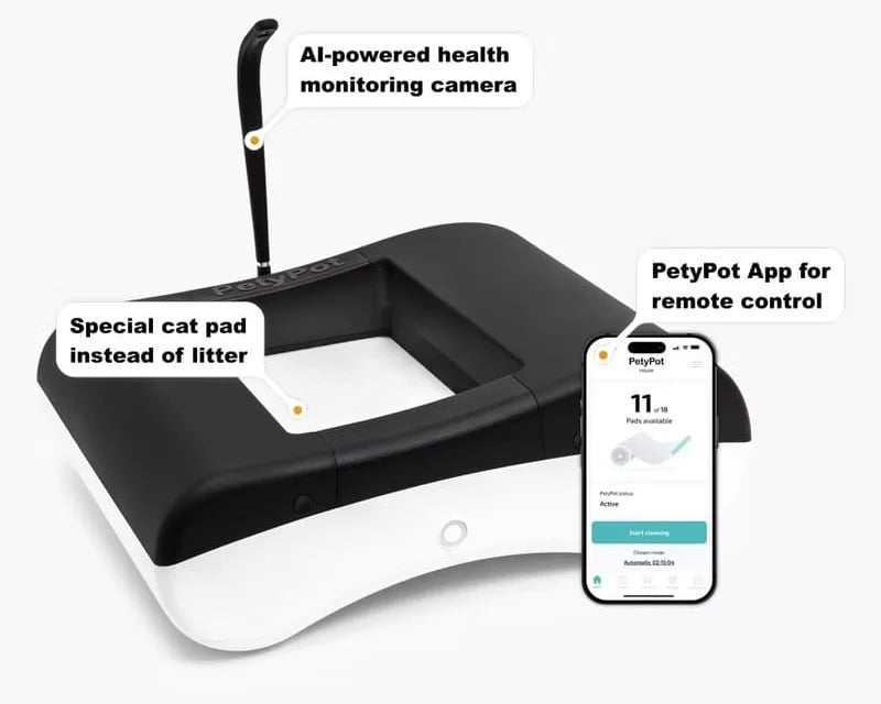 AI-powered litter-free self-cleaning cat toilet